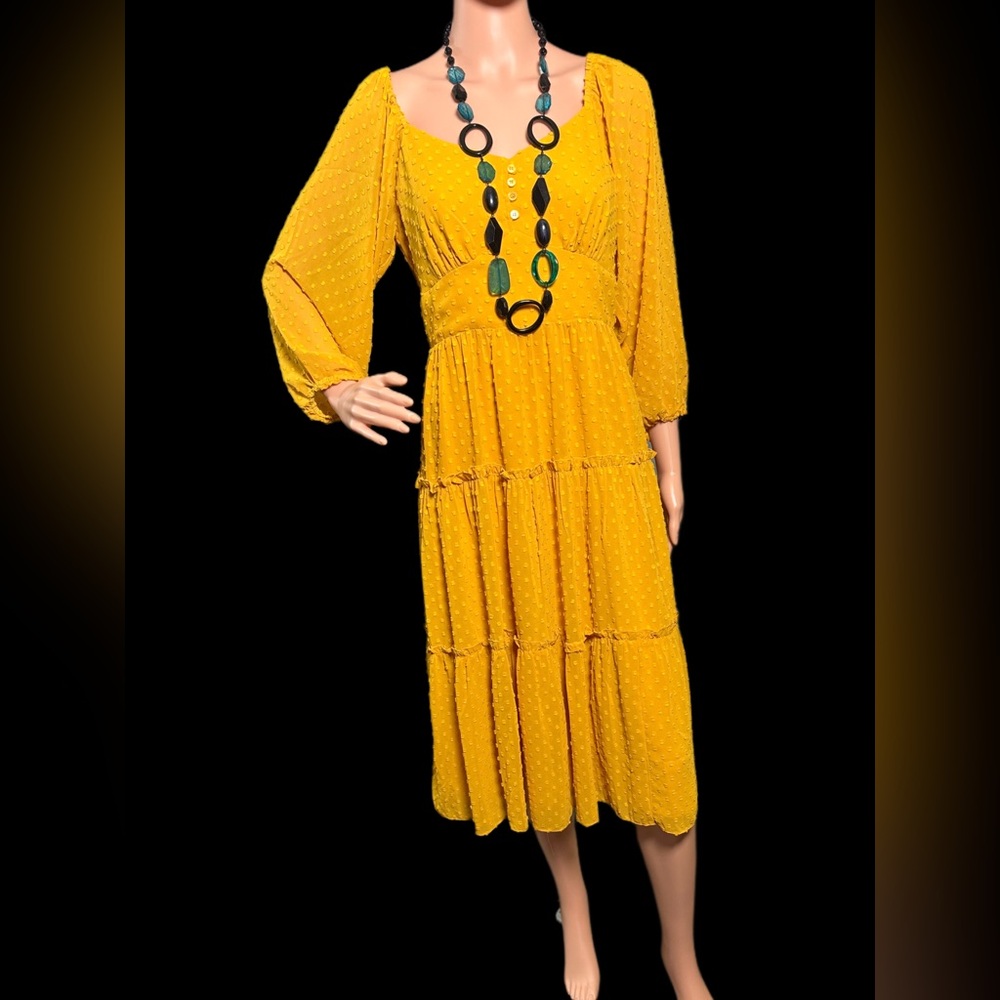 J. Crew Yellow Sundress with Bishop Sleeves and Square Neck